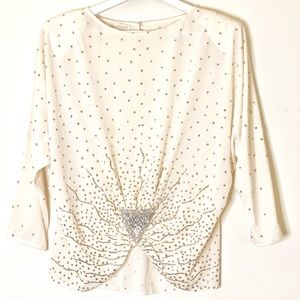 Gorgeous Vintage Holiday sparkle glitter gold and silver sequins beaded top